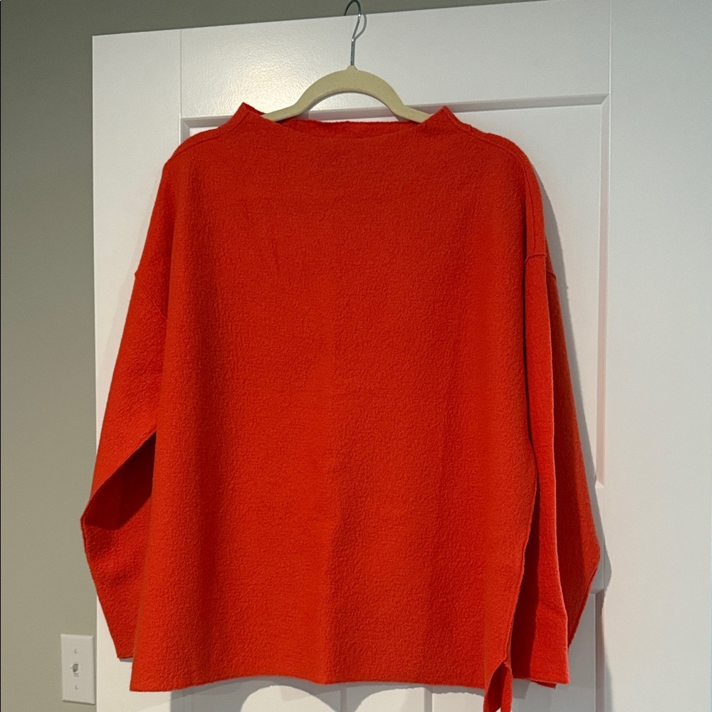 Eileen Fisher Vibrant Orange Mock Neck 100% Wool